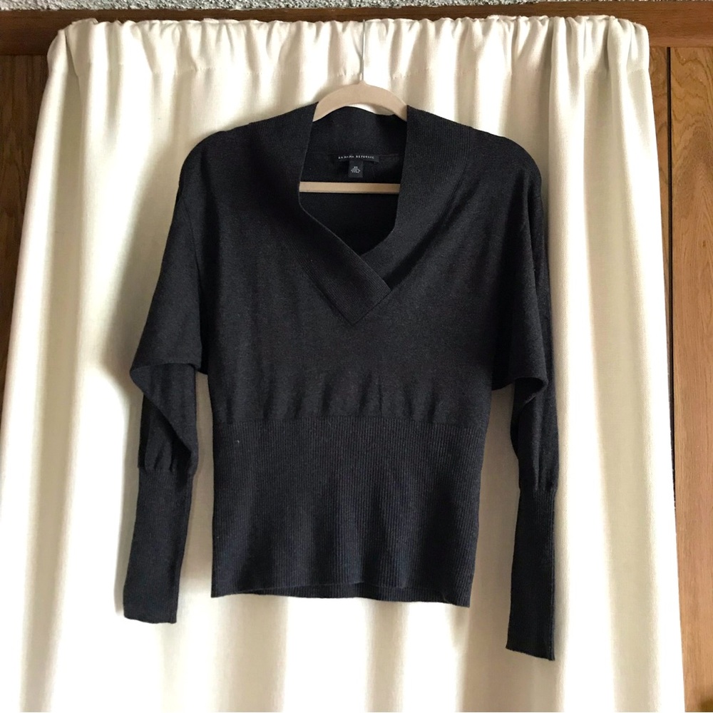 Banana Republic charcoal gray dolman sleeve v-neck sweater cotton modal blend
